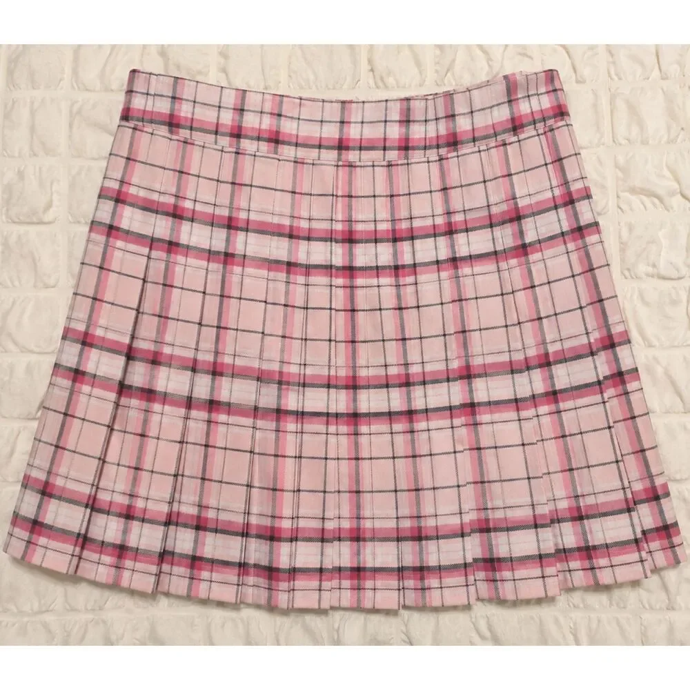 No Boundaries Pink Plaid Pleated Skirt Tennis Schoolgirl Skater Preppy Y2K M 7-9